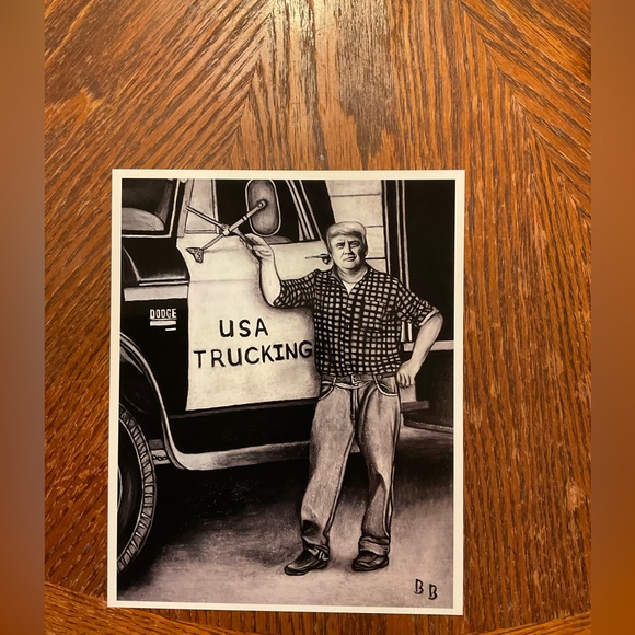 🇺🇸”Trump For Truckers, Let Freedom Ring” Original Art Black & White Print! - Picture 9 of 11